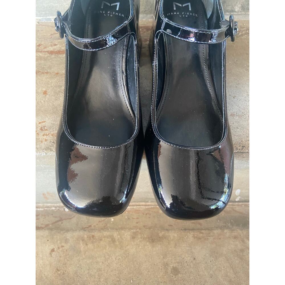 Marc Fisher black patent block heel mary jane style pump - Picture 5 of 8